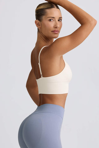 Define Luxe V-Neck Sports Bra in White