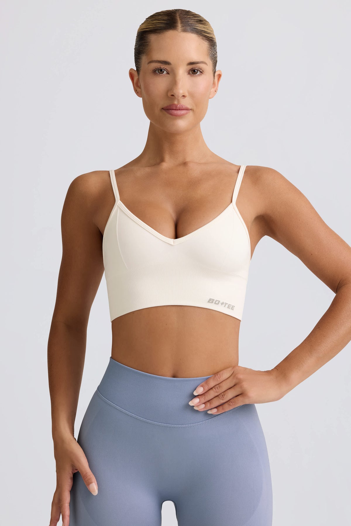 Define Luxe V-Neck Sports Bra in White