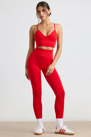 Define Luxe High-Waist Leggings in Red
