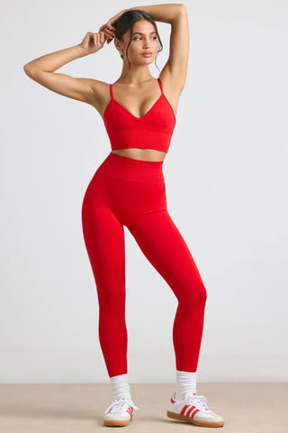 Define Luxe High-Waist Leggings in Red