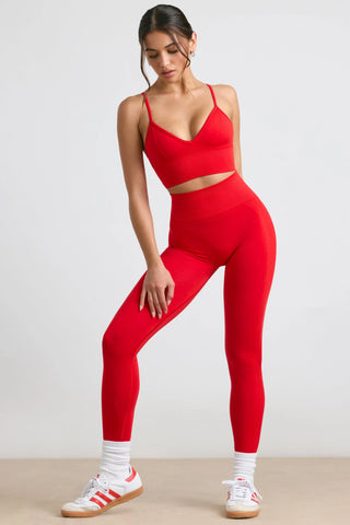 Define Luxe High-Waist Leggings in Red