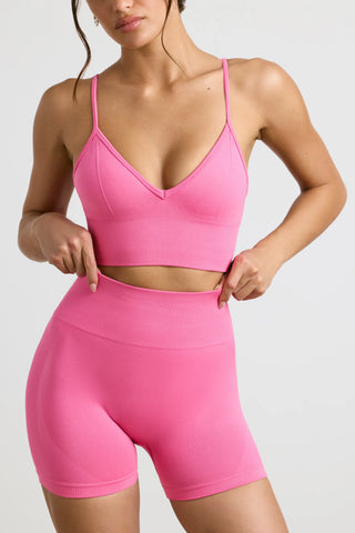 Define Luxe High-Waist Mini Shorts in Hot Pink