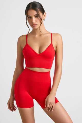 Define Luxe High-Waist Mini Shorts in Red