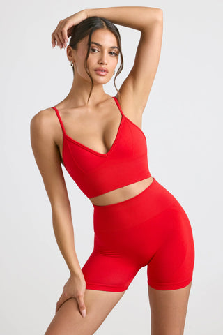 Define Luxe High-Waist Mini Shorts in Red