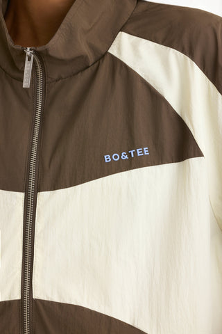 Water-Repellent Colourblock Track Jacket in Espresso