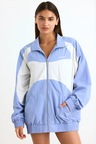 Water-Repellent Colourblock Track Jacket in Lavender Blue