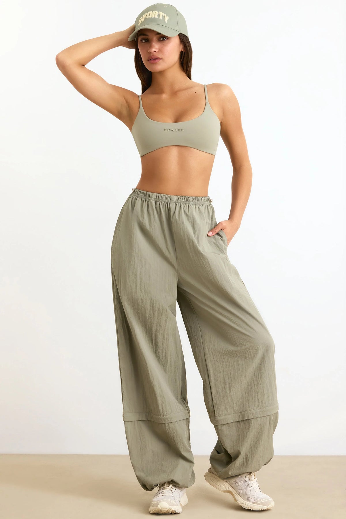 Water-Repellent Convertible Wide-Leg Track Pants in Mineral