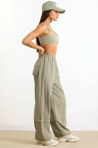 Water-Repellent Convertible Wide-Leg Track Pants in Mineral
