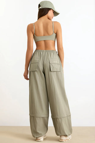 Water-Repellent Convertible Wide-Leg Track Pants in Mineral