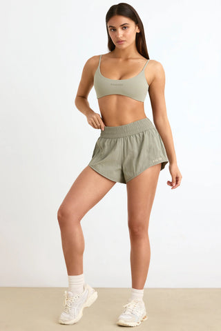 Water-Repellent Elasticated Mini Shorts in Mineral