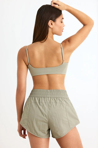 Water-Repellent Elasticated Mini Shorts in Mineral