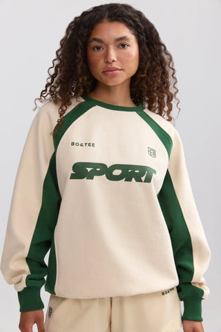 Soft Cotton Fleece Colourblock Oversized Sweatshirt in Marble