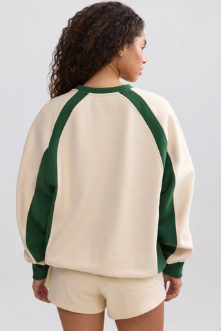 Soft Cotton Fleece Colourblock Oversized Sweatshirt in Marble