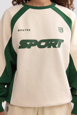 Soft Cotton Fleece Colourblock Oversized Sweatshirt in Marble