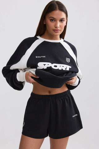 Soft Cotton Jersey Elasticated Mini Shorts in Black