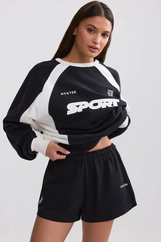 Soft Cotton Jersey Elasticated Mini Shorts in Black