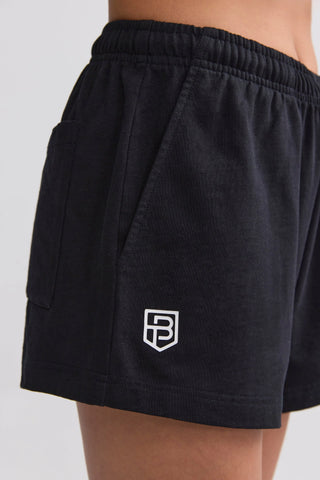 Soft Cotton Jersey Elasticated Mini Shorts in Black