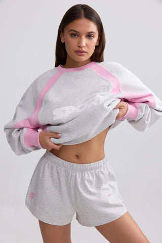 Soft Cotton Jersey Elasticated Mini Shorts in Grey Marl