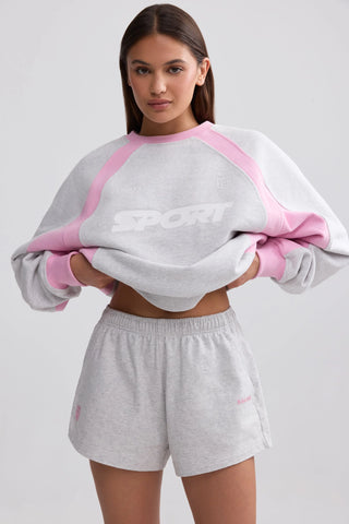 Soft Cotton Jersey Elasticated Mini Shorts in Grey Marl