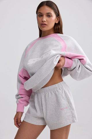 Soft Cotton Jersey Elasticated Mini Shorts in Grey Marl