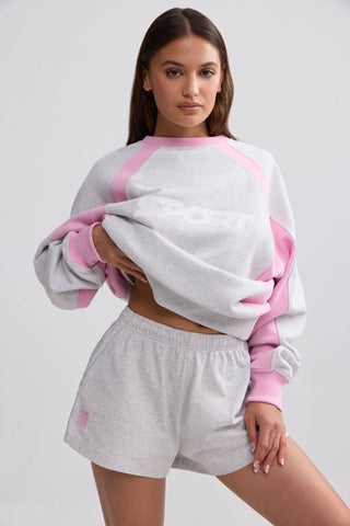 Soft Cotton Jersey Elasticated Mini Shorts in Grey Marl