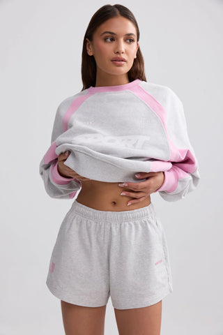 Soft Cotton Jersey Elasticated Mini Shorts in Grey Marl