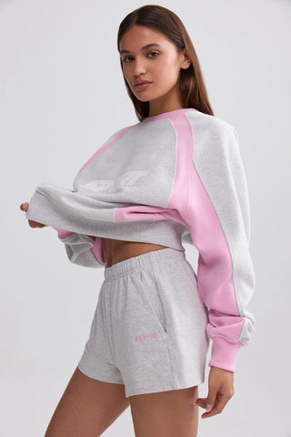 Soft Cotton Jersey Elasticated Mini Shorts in Grey Marl