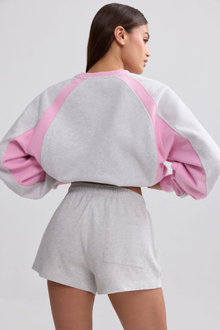 Soft Cotton Jersey Elasticated Mini Shorts in Grey Marl