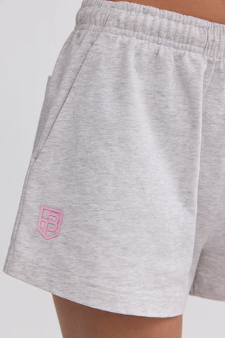 Soft Cotton Jersey Elasticated Mini Shorts in Grey Marl