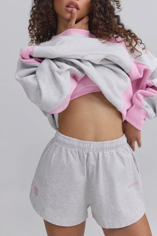 Soft Cotton Jersey Elasticated Mini Shorts in Grey Marl