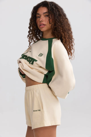 Soft Cotton Jersey Elasticated Mini Shorts in Marble