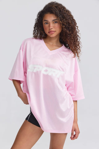 Piqué Jersey Oversized T-Shirt in Baby Pink