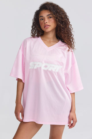 Piqué Jersey Oversized T-Shirt in Baby Pink