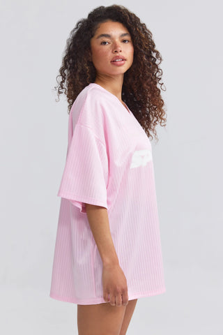 Piqué Jersey Oversized T-Shirt in Baby Pink