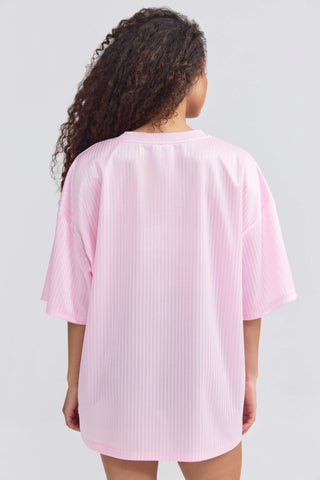 Piqué Jersey Oversized T-Shirt in Baby Pink