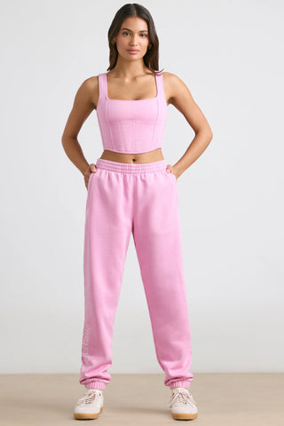 Brushed Jersey Oversized Joggers in Bubblegum Pink