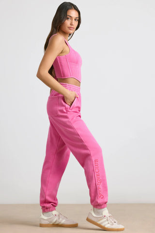 Brushed Jersey Oversized Joggers in Hot Pink
