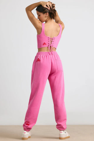 Brushed Jersey Oversized Joggers in Hot Pink