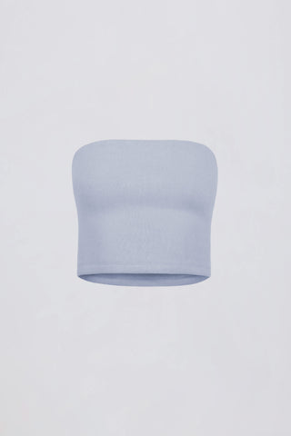 Brushed Jersey Bandeau Top in Soft Blue