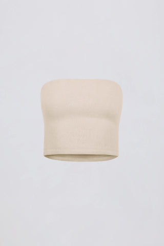 Brushed Jersey Bandeau Top in Ecru