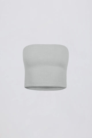 Brushed Jersey Bandeau Top in Fog Grey
