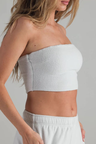 Brushed Jersey Bandeau Top in Fog Grey