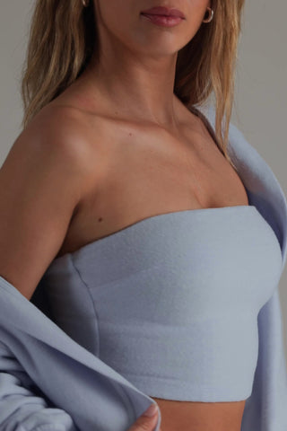 Brushed Jersey Bandeau Top in Soft Blue