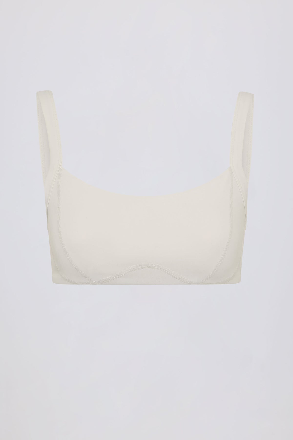 Soft Active Seam-Detail Sports Bra in Cream