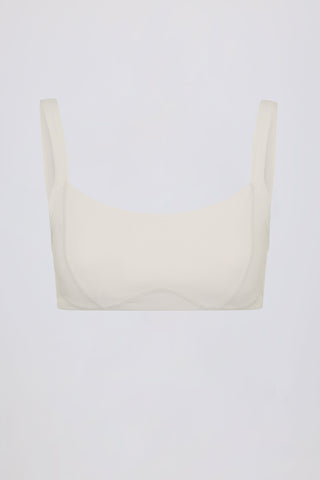 Soft Active Seam-Detail Sports Bra in Cream