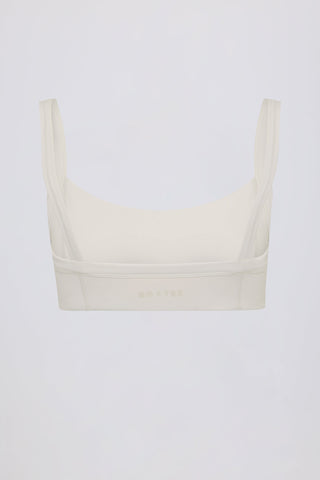 Soft Active Seam-Detail Sports Bra in Cream