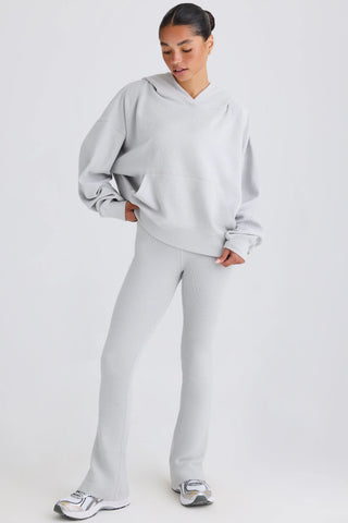 Textured Cotton Jersey Flared Trousers in Pacific Grey