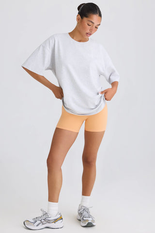 Soft Cotton Jersey Oversized T-Shirt in Grey Marl