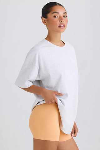 Soft Cotton Jersey Oversized T-Shirt in Grey Marl