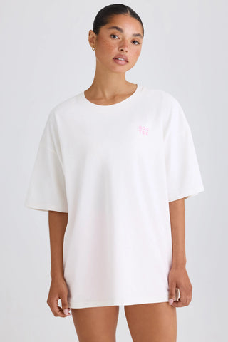 Soft Cotton Jersey Oversized T-Shirt in White